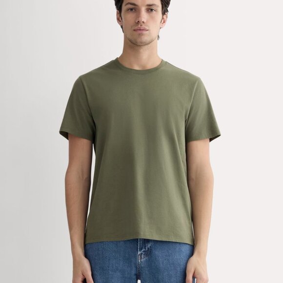 Everlane Men's Essential Organic Crew Neck T-Shirt in Olive, Size Medium, Cotton - Picture 3 of 4